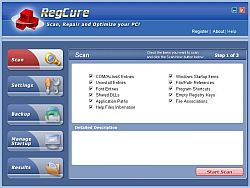RegCure Registry Cleaner 2.1.0.0